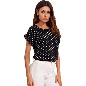 imageFloerns Womens Short Sleeve Office BlouseBlack