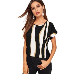 imageFloerns Womens Short Sleeve Office BlouseBlack Multi
