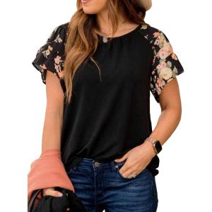 imageFloerns Womens Short Sleeve Office BlouseBlack S