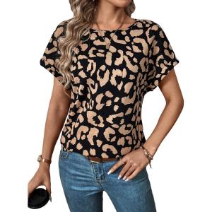 imageFloerns Womens Short Sleeve Office BlouseBrown H