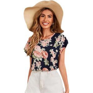 imageFloerns Womens Short Sleeve Office BlouseDark Blue