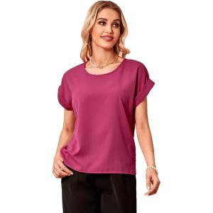 imageFloerns Womens Short Sleeve Office BlouseHot Pink
