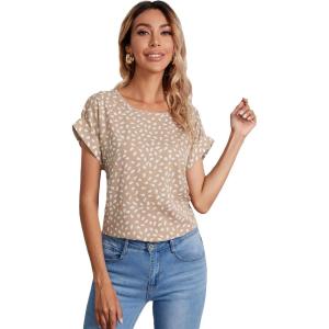 imageFloerns Womens Short Sleeve Office BlouseKhaki