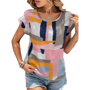 imageFloerns Womens Short Sleeve Office BlouseLight Pink Multi