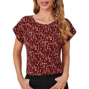 imageFloerns Womens Short Sleeve Office BlouseRed White Multi
