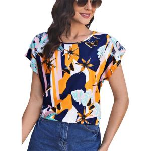 imageFloerns Womens Short Sleeve Office BlouseYellow Multi