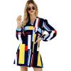imageFloerns Womens 70s Disco Lantern Long Sleeve Geometric Fall Shift Dress 60s OutfitsA Multi