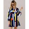 imageFloerns Womens 70s Disco Lantern Long Sleeve Geometric Fall Shift Dress 60s OutfitsA Multi