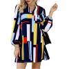 imageFloerns Womens 70s Disco Lantern Long Sleeve Geometric Fall Shift Dress 60s OutfitsA Multi