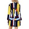 imageFloerns Womens 70s Disco Lantern Long Sleeve Geometric Fall Shift Dress 60s OutfitsA Multi
