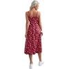 imageFloerns Womens Floral Print Self Tie Front Ruched Bust Split Thigh Midi DressBurgundy