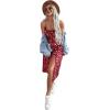 imageFloerns Womens Floral Print Self Tie Front Ruched Bust Split Thigh Midi DressBurgundy