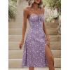 imageFloerns Womens Floral Print Self Tie Front Ruched Bust Split Thigh Midi DressLilac Purple