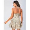 imageFloerns Womens Floral Print Sleeveless Halter Tie Back Layered Hem Cami Mini DressApricot
