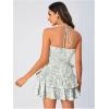 imageFloerns Womens Floral Print Sleeveless Halter Tie Back Layered Hem Cami Mini DressGreen