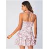 imageFloerns Womens Floral Print Sleeveless Halter Tie Back Layered Hem Cami Mini DressPink and White
