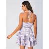 imageFloerns Womens Floral Print Sleeveless Halter Tie Back Layered Hem Cami Mini DressPurple
