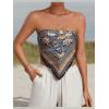 imageFloerns Womens Graphic Print Tie Back Strapless Bandana Tube TopDark Blue