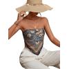 imageFloerns Womens Graphic Print Tie Back Strapless Bandana Tube TopDark Blue