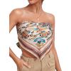 imageFloerns Womens Graphic Print Tie Back Strapless Bandana Tube TopMulti Graphic