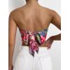 imageFloerns Womens Graphic Print Tie Back Strapless Bandana Tube TopRed Floral