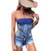 imageFloerns Womens Graphic Print Tie Back Strapless Bandana Tube TopRoyal Blue Paisley