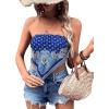 imageFloerns Womens Graphic Print Tie Back Strapless Bandana Tube TopRoyal Blue Paisley