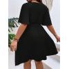 imageFloerns Womens Plus Size Solid Wrap V Neck Short Sleeve Ruffle A Line DressBlack Solid