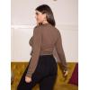 imageFloerns Womens Plus Size V Neck Long Sleeve Wrap Knot Front T Shirt Crop TopMocha Brown