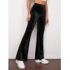 imageFloerns Womens Velvet Flare Leg High Waist Casual Bell Bottom Long PantsBlack
