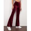 imageFloerns Womens Velvet Flare Leg High Waist Casual Bell Bottom Long PantsBurgundy