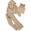 imageFloerns Girls Long Sleeve Hoodie Tank Split Flare Pants Set Three Piece OutfitKhaki