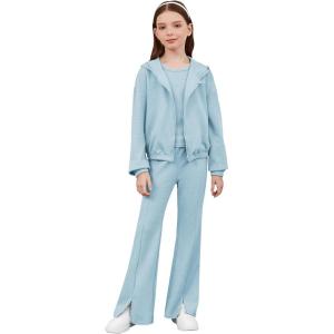 imageFloerns Girls Long Sleeve Hoodie Tank Split Flare Pants Set Three Piece OutfitBlue
