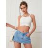 imageFloerns Womens Casual Drop Waist Denim Skort Skirt Shorts with PocketsLight Blue