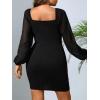 imageFloerns Womens Plus Size Contrast Mesh Lantern Long Sleeve Cut Out Bodycon DressBlack