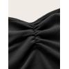 imageFloerns Womens Ruched Sleeveless Halter Neck Tie Back Hanky Hem Crop Cami TopBlack