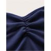 imageFloerns Womens Ruched Sleeveless Halter Neck Tie Back Hanky Hem Crop Cami TopDark Blue