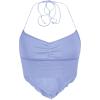 imageFloerns Womens Ruched Sleeveless Halter Neck Tie Back Hanky Hem Crop Cami TopPastel Blue