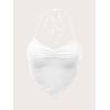 imageFloerns Womens Ruched Sleeveless Halter Neck Tie Back Hanky Hem Crop Cami TopWhite