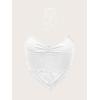 imageFloerns Womens Ruched Sleeveless Halter Neck Tie Back Hanky Hem Crop Cami TopWhite