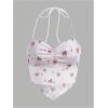 imageFloerns Womens Ruched Sleeveless Halter Neck Tie Back Hanky Hem Crop Cami TopWhite Floral