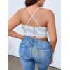 imageFloerns Womens Ruched Sleeveless Halter Neck Tie Back Hanky Hem Crop Cami TopWhite Sequin