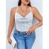 imageFloerns Womens Ruched Sleeveless Halter Neck Tie Back Hanky Hem Crop Cami TopWhite Sequin
