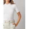 imageFloerns Womens Basic Mock Neck Short Sleeve Solid Rib Knit Tops Tee ShirtsA White