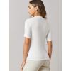 imageFloerns Womens Basic Mock Neck Short Sleeve Solid Rib Knit Tops Tee ShirtsA White