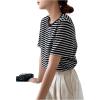 imageFloerns Womens Basic Mock Neck Short Sleeve Solid Rib Knit Tops Tee ShirtsBlack Ink White