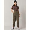 imageFloerns Womens Basic Mock Neck Short Sleeve Solid Rib Knit Tops Tee ShirtsChocolate Brown