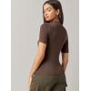 imageFloerns Womens Basic Mock Neck Short Sleeve Solid Rib Knit Tops Tee ShirtsChocolate Brown