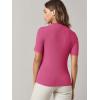 imageFloerns Womens Basic Mock Neck Short Sleeve Solid Rib Knit Tops Tee ShirtsPink