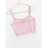 imageFloerns Womens Contrast Lace Spaghetti Strap Ruched Rib Knit Cami Crop TopA Pink